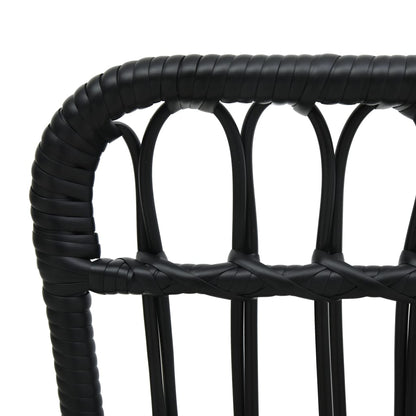 Garden Chair | Black | Poly Rattan, Powder-Coated Steel | Medium