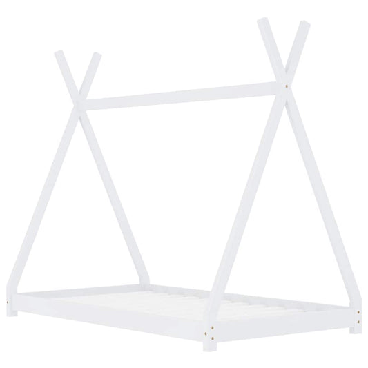 Kids Bed Frame White Solid Pine Wood 70x140 cm