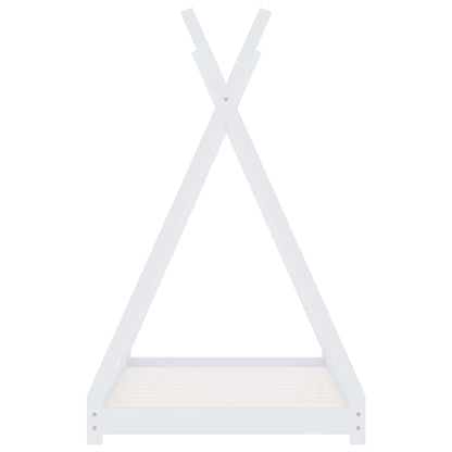 Kids Bed Frame White Solid Pine Wood 70x140 cm