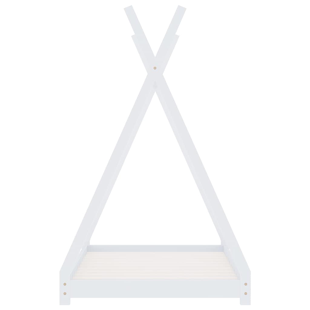 Kids Bed Frame White Solid Pine Wood 80x160 cm