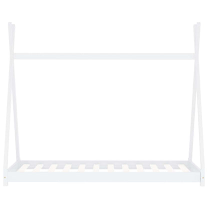 Kids Bed Frame White Solid Pine Wood 90x200 cm