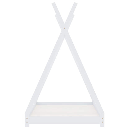 Kids Bed Frame White Solid Pine Wood 90x200 cm