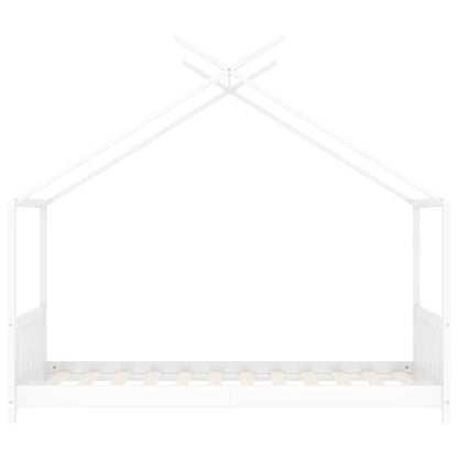Kids Bed Frame White Solid Pine Wood 70x140 cm