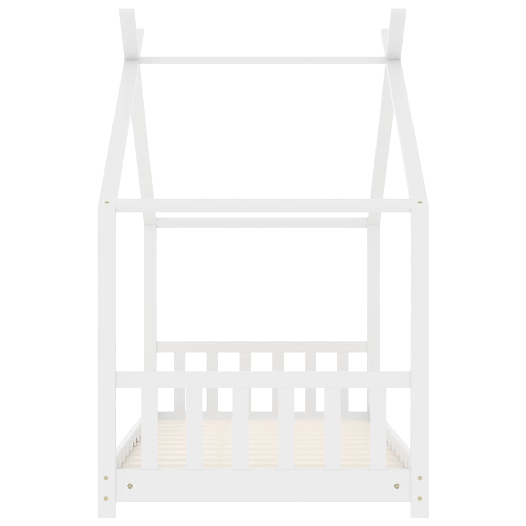 Kids Bed Frame White Solid Pine Wood 70x140 cm