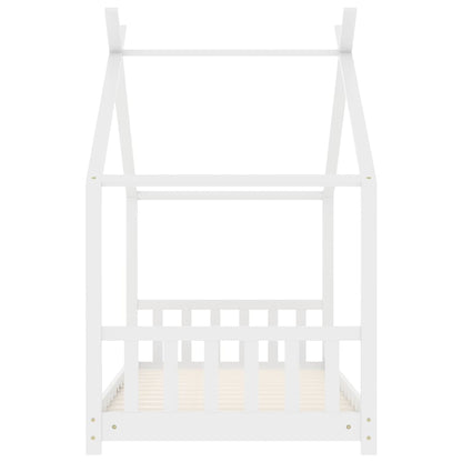 Kids Bed Frame White Solid Pine Wood 70x140 cm