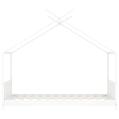 Kids Bed Frame White Solid Pine Wood 80x160 cm