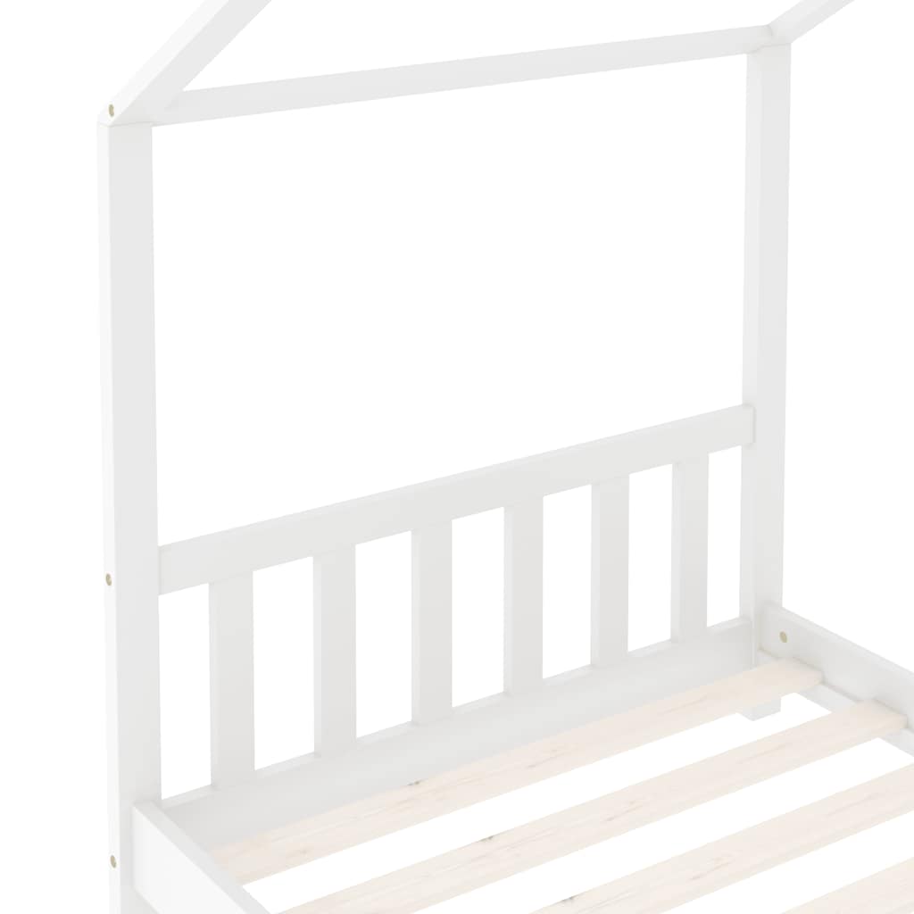 Kids Bed Frame White Solid Pine Wood 80x160 cm
