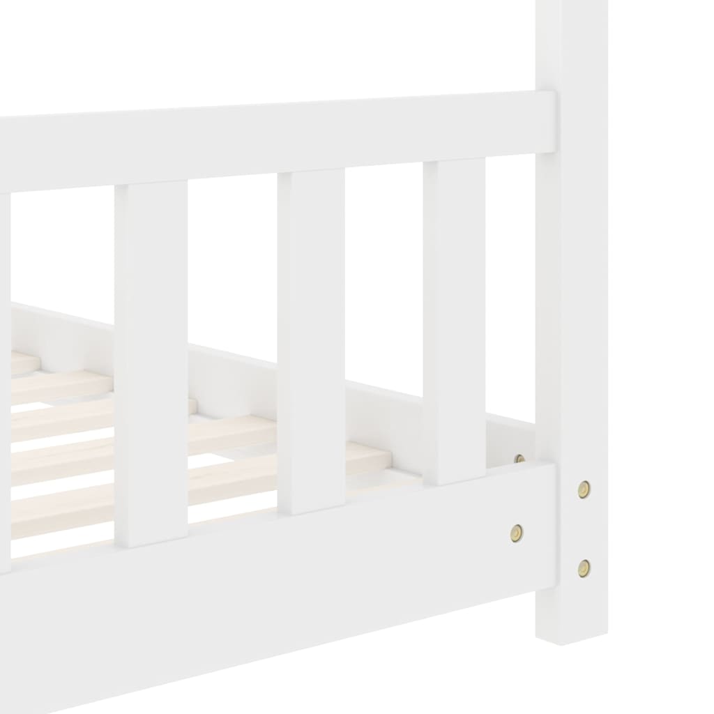 Kids Bed Frame White Solid Pine Wood 80x160 cm