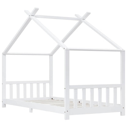Kids Bed Frame White Solid Pine Wood 90x200 cm
