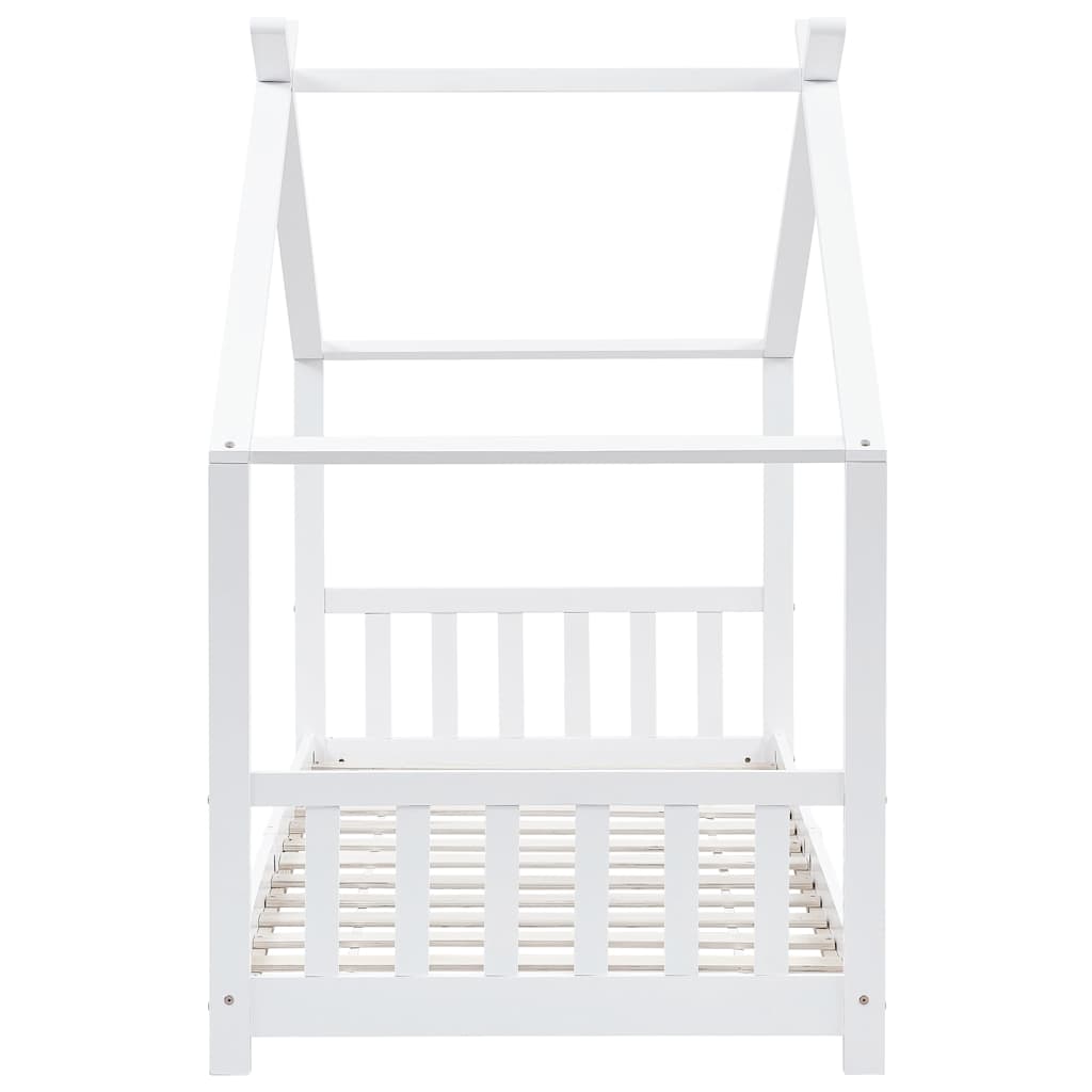 Kids Bed Frame White Solid Pine Wood 90x200 cm