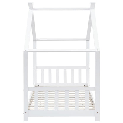 Kids Bed Frame White Solid Pine Wood 90x200 cm