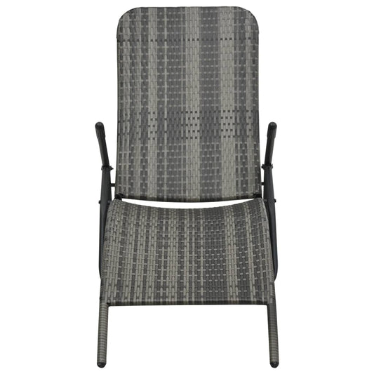 Sunlounger | Grey | Made of PE rattan and powder-coated steel