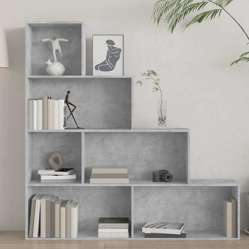 800661 vidaXL Book Cabinet/Room Divider Concrete Grey 155x24x160 cm Engineered Wood