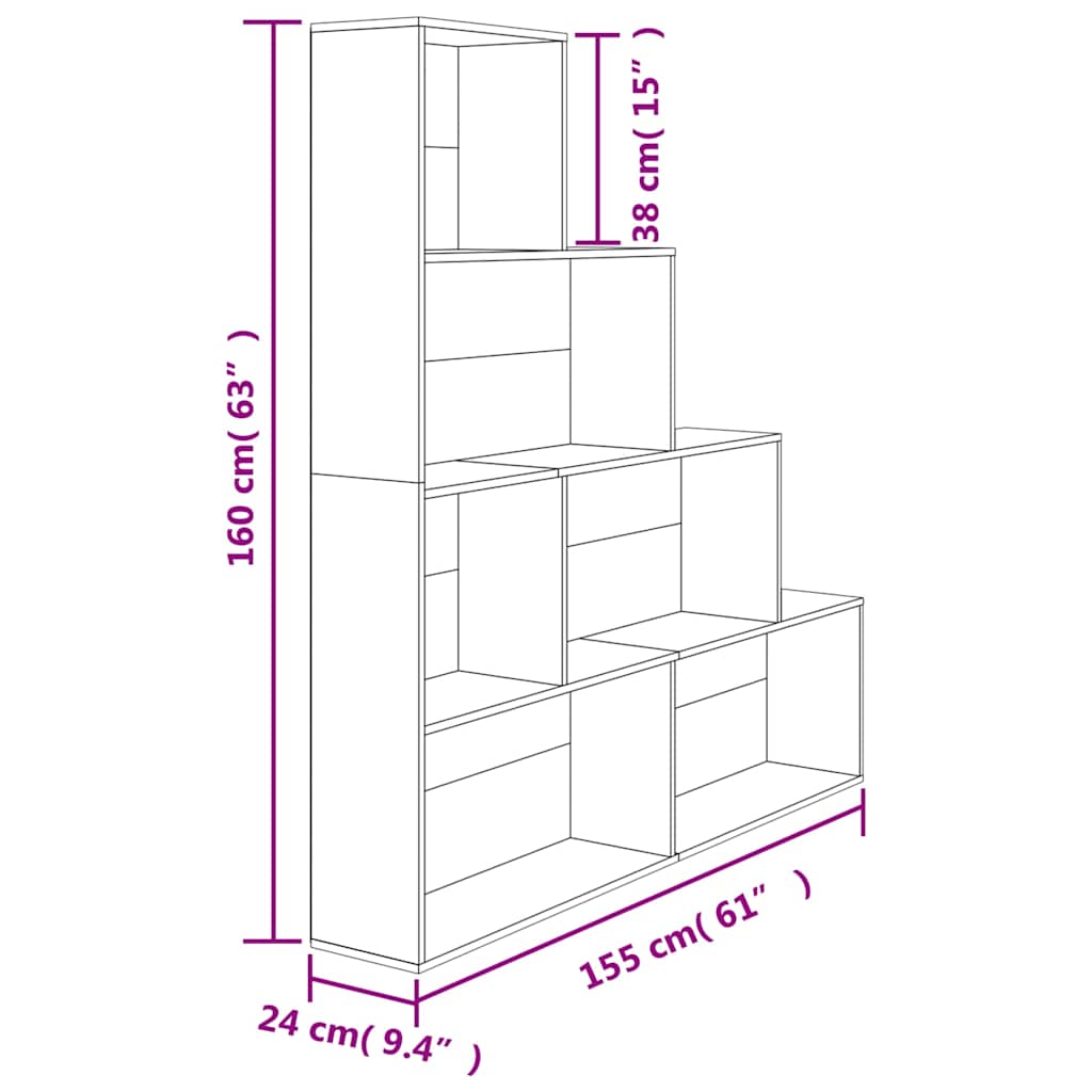800661 vidaXL Book Cabinet/Room Divider Concrete Grey 155x24x160 cm Engineered Wood