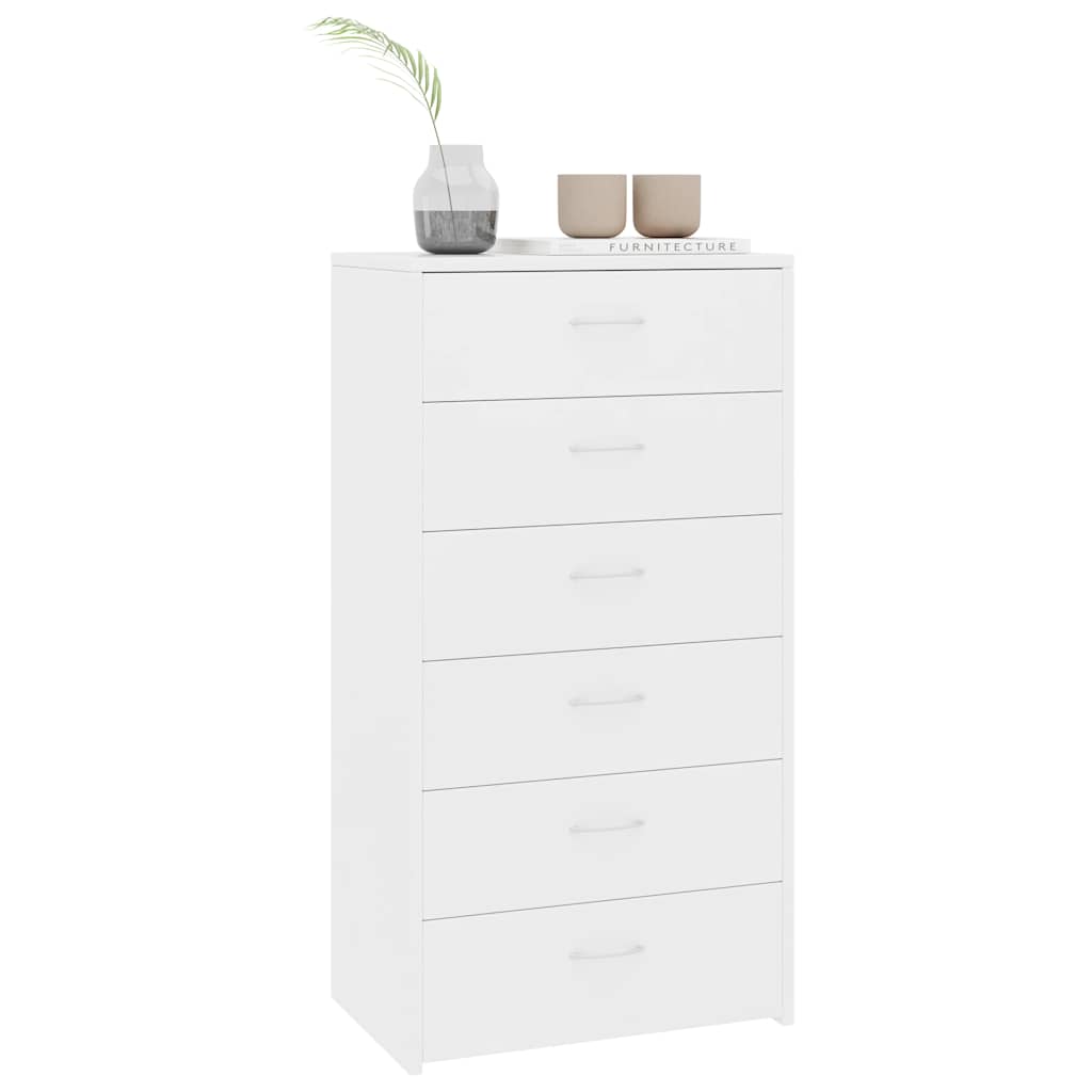 800666 vidaXL Sideboard with 6 Drawers White 50x34x96 cm Engineered Wood