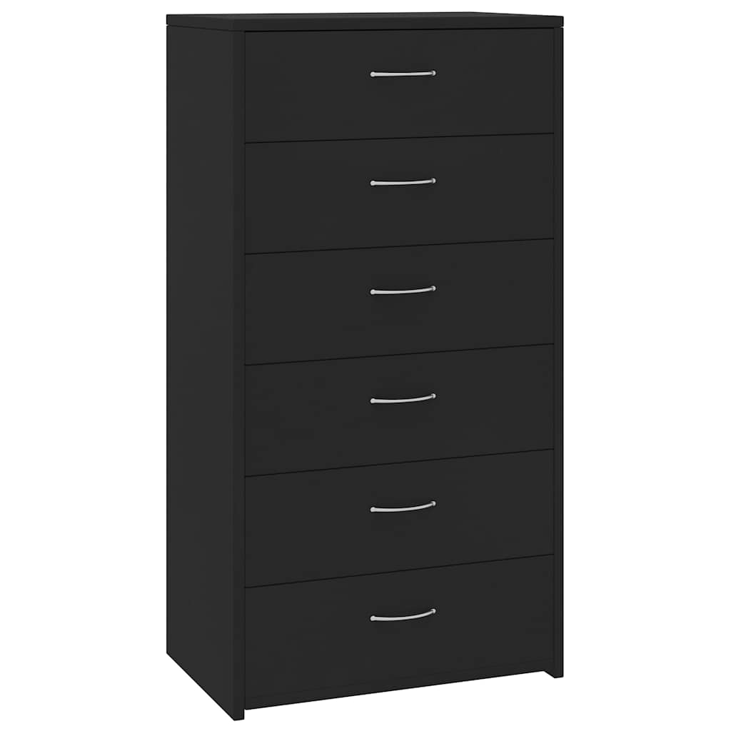 800667 vidaXL Sideboard with 6 Drawers Black 50x34x96 cm Engineered Wood