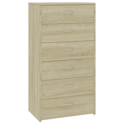 Sideboard with 6 Drawers Sonoma Oak 50x34x96 cm Engineered Wood