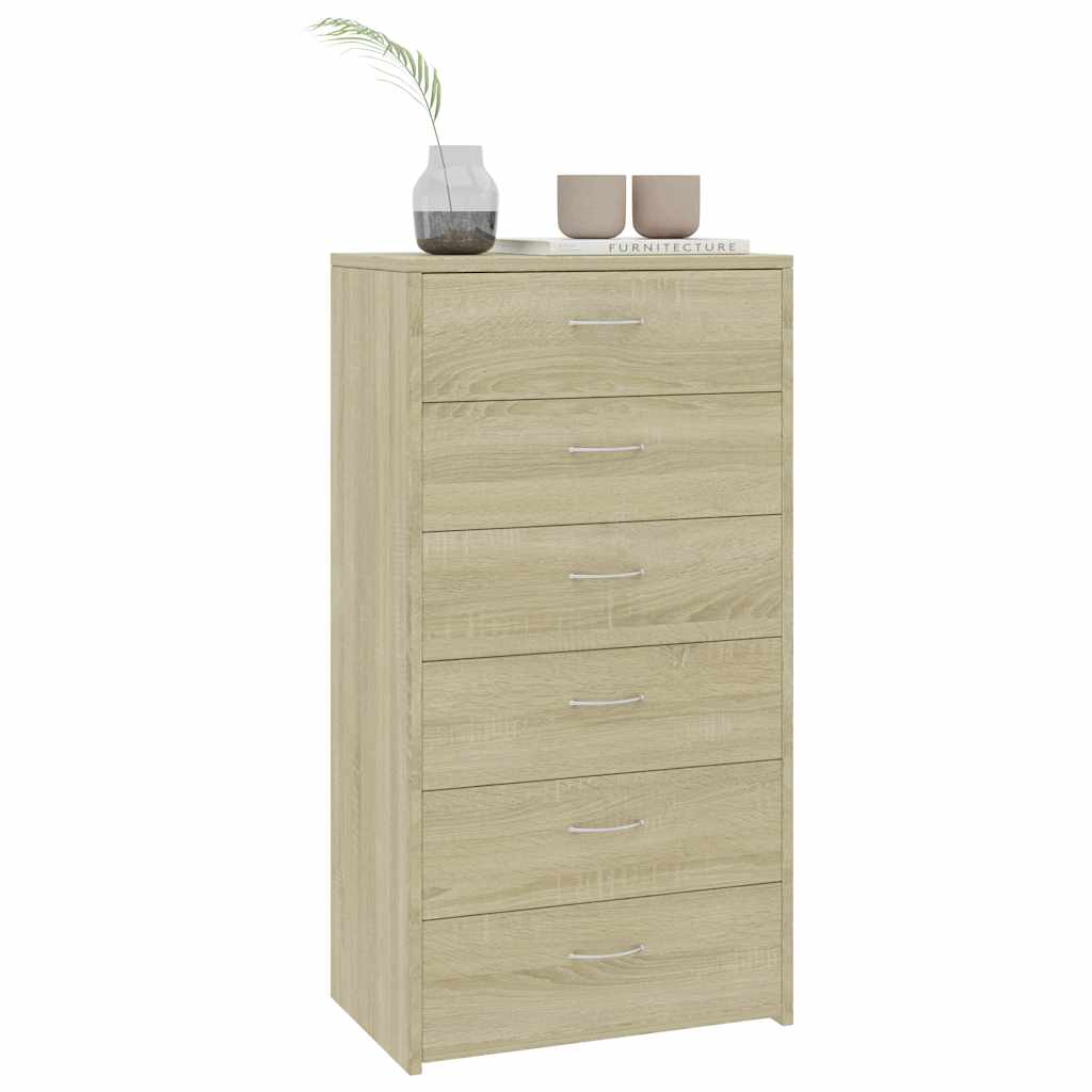 800669 vidaXL Sideboard with 6 Drawers Sonoma Oak 50x34x96 cm Engineered Wood