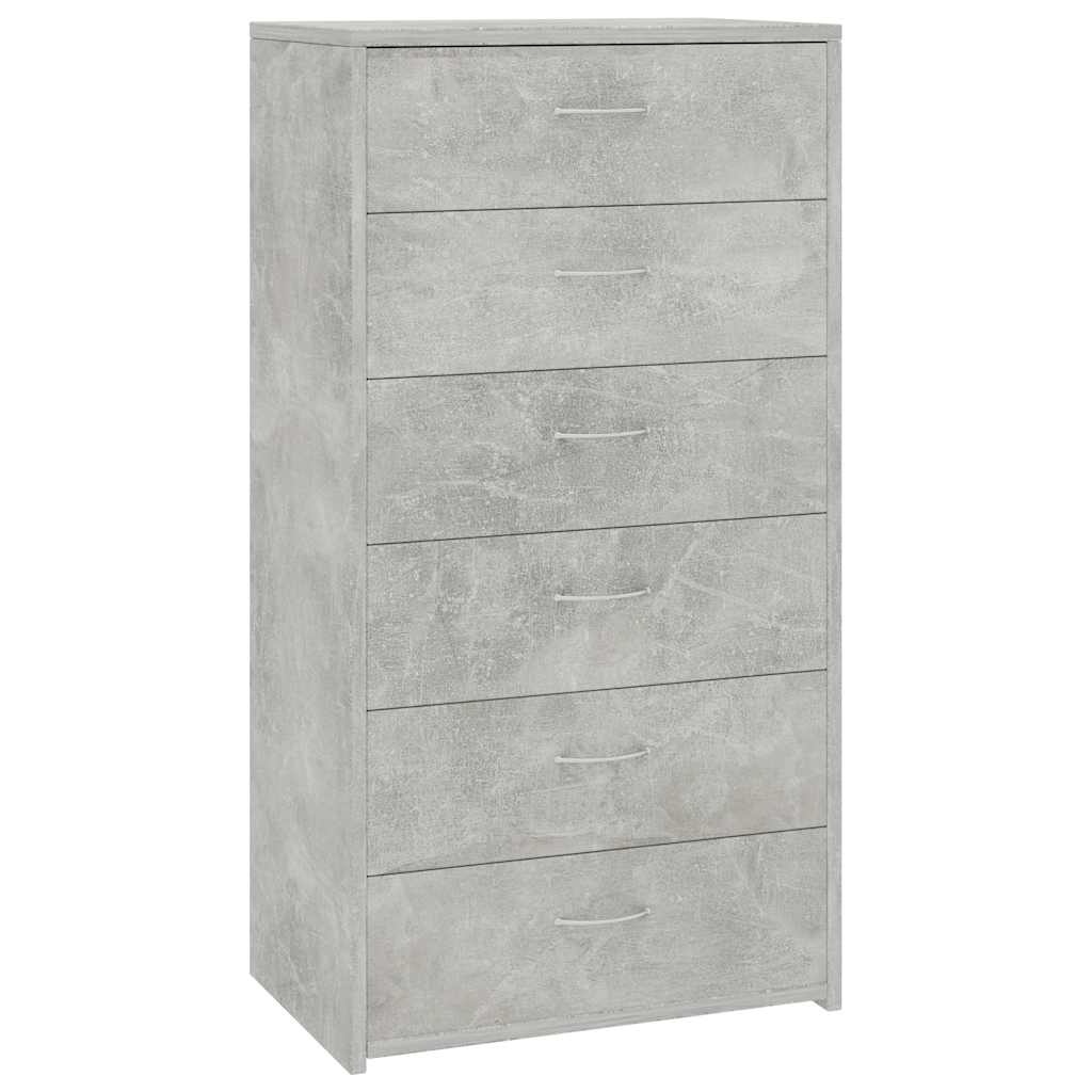 Sideboard with 6 Drawers Concrete Grey 50x34x96 cm