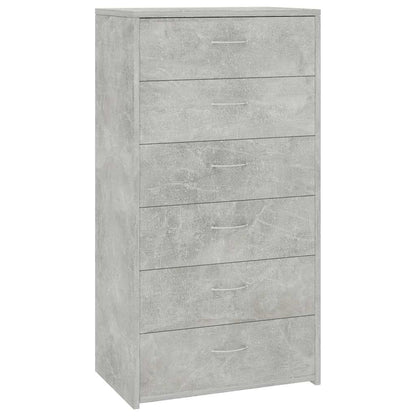 Sideboard with 6 Drawers Concrete Grey 50x34x96 cm