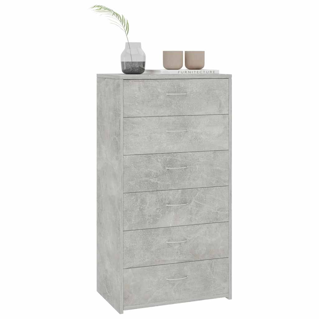 Sideboard with 6 Drawers Concrete Grey 50x34x96 cm