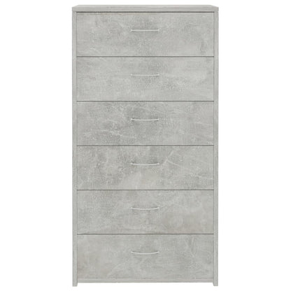 Sideboard with 6 Drawers Concrete Grey 50x34x96 cm Engineered Wood
