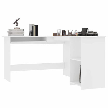 800747 vidaXL L-Shaped Corner Desk White 120x140x75 cm Engineered Wood