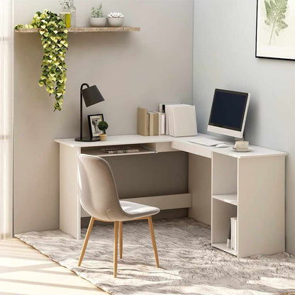 800747 vidaXL L-Shaped Corner Desk White 120x140x75 cm Engineered Wood