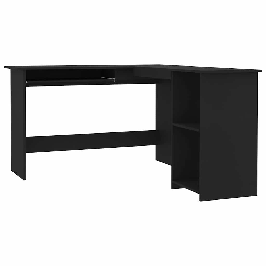 800748 vidaXL L-Shaped Corner Desk Black 120x140x75 cm Engineered Wood