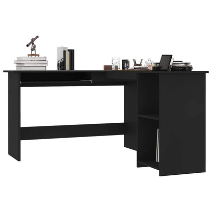 800748 vidaXL L-Shaped Corner Desk Black 120x140x75 cm Engineered Wood