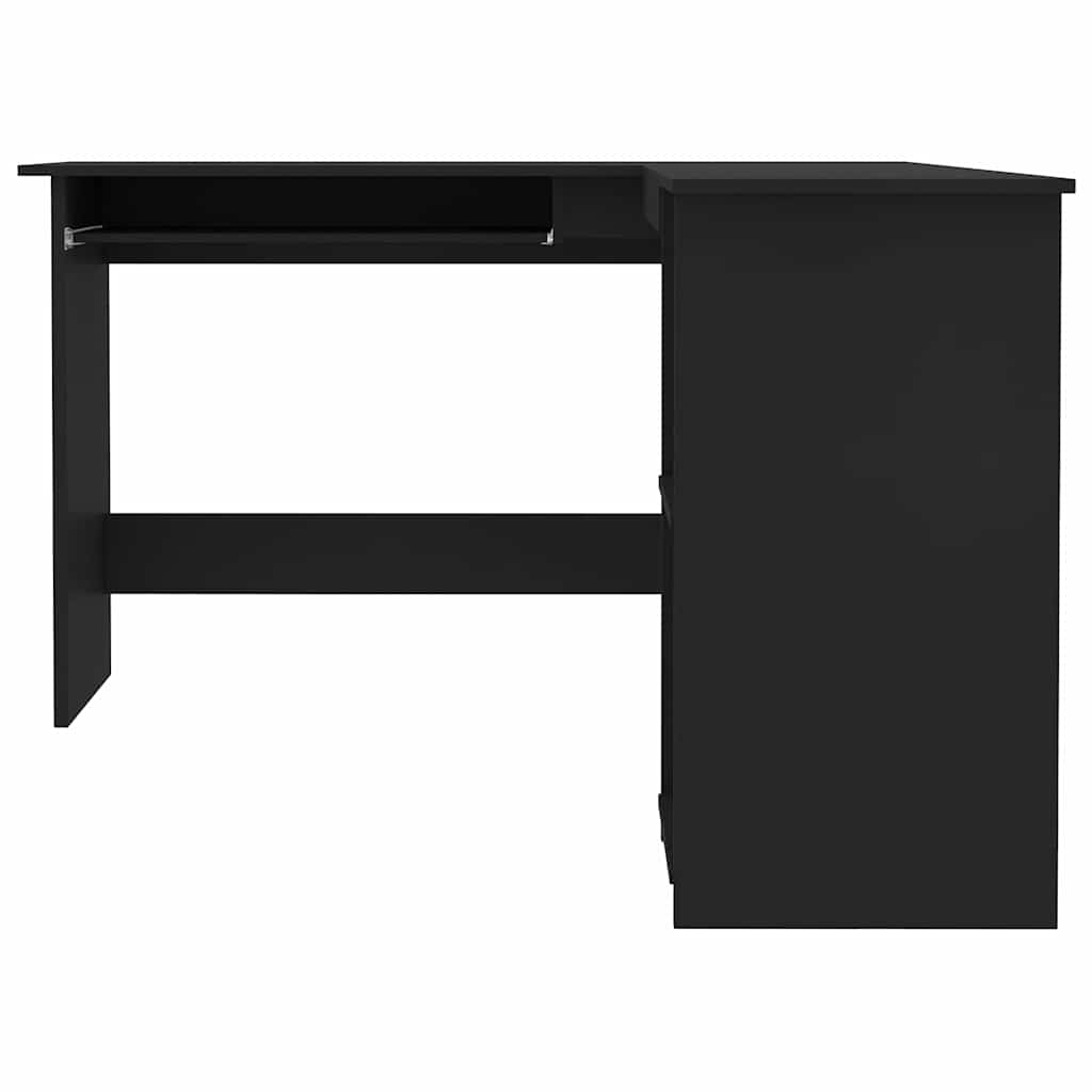 800748 vidaXL L-Shaped Corner Desk Black 120x140x75 cm Engineered Wood