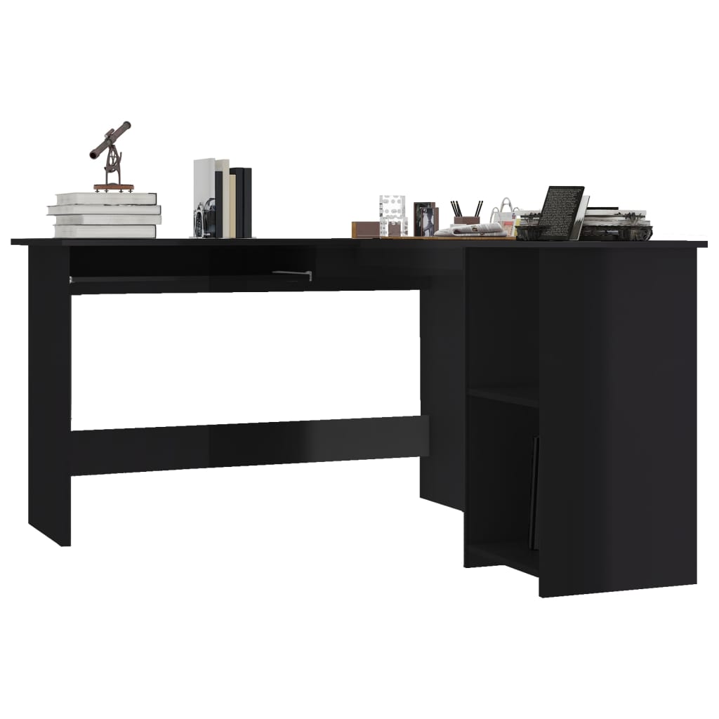 L-Shaped Corner Desk High Gloss Black 120x140x75 cm Engineered Wood