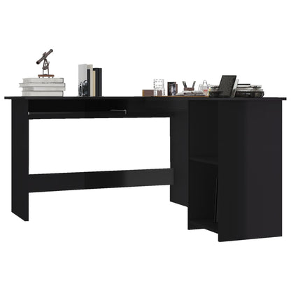 L-Shaped Corner Desk High Gloss Black 120x140x75 cm Engineered Wood