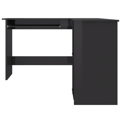 L-Shaped Corner Desk High Gloss Black 120x140x75 cm Engineered Wood