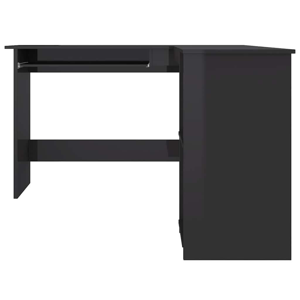 L-Shaped Corner Desk High Gloss Black 120x140x75 cm