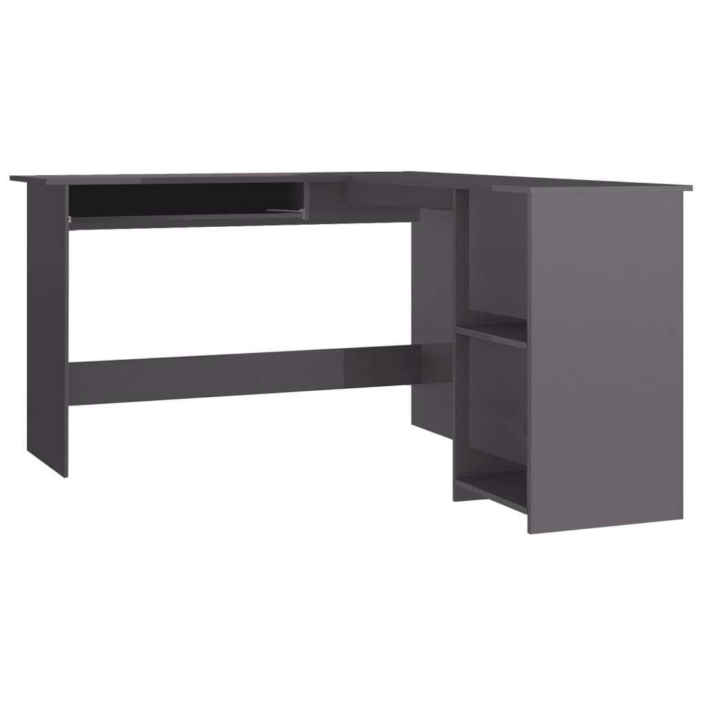 L-Shaped Corner Desk High Gloss Grey 120x140x75 cm Engineered Wood