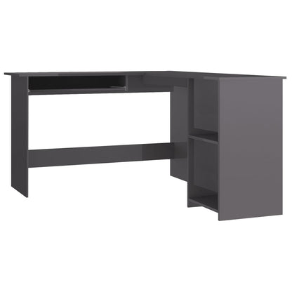 L-Shaped Corner Desk High Gloss Grey 120x140x75 cm Engineered Wood