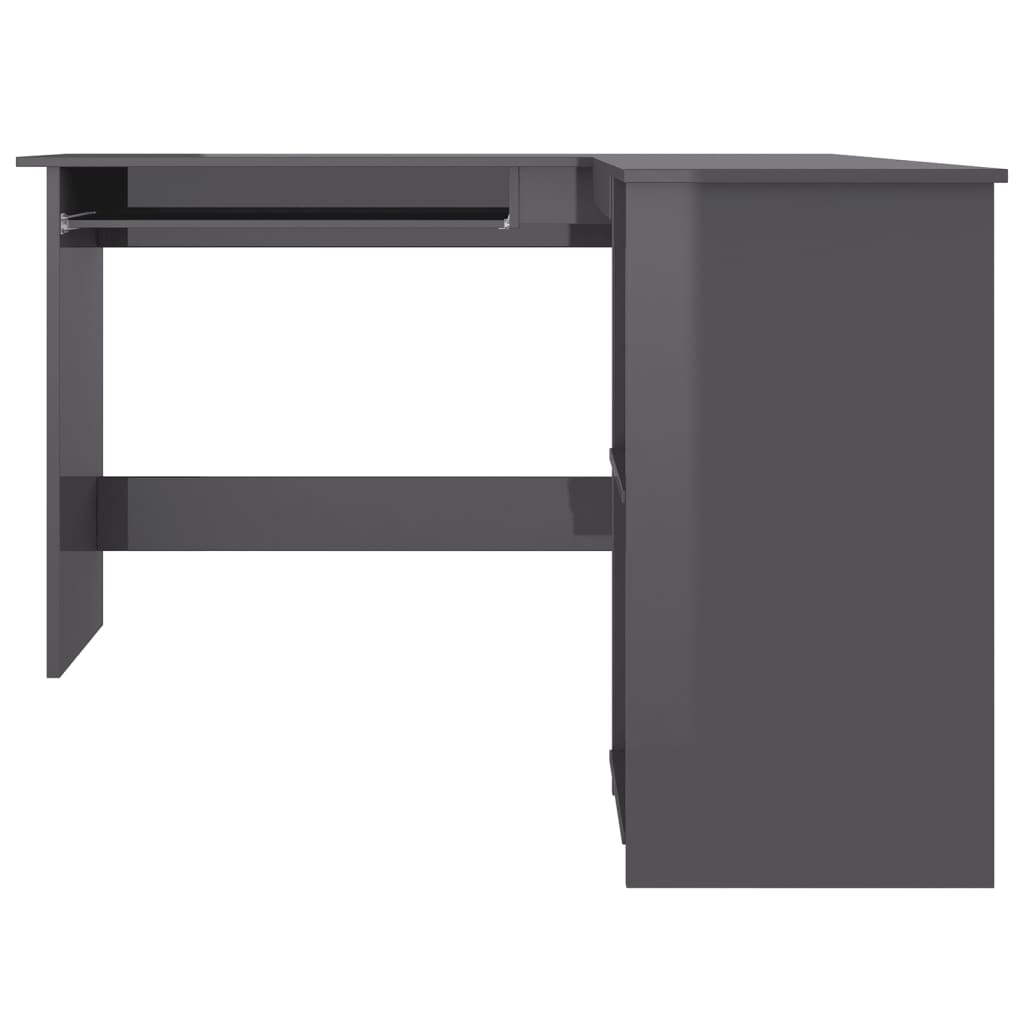 L-Shaped Corner Desk High Gloss Grey 120x140x75 cm Engineered Wood