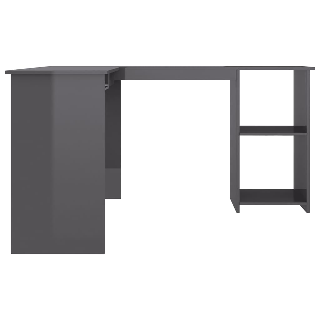 L-Shaped Corner Desk High Gloss Grey 120x140x75 cm Engineered Wood