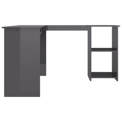 L-Shaped Corner Desk High Gloss Grey 120x140x75 cm Engineered Wood