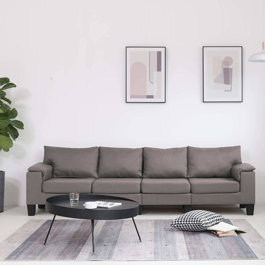Sofa Taupe 4-Seater Fabric
