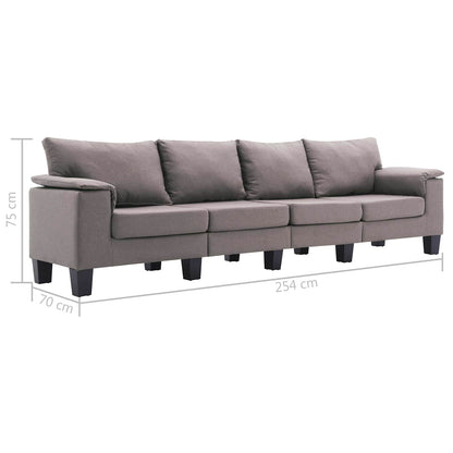 Sofa Taupe 4-Seater Fabric