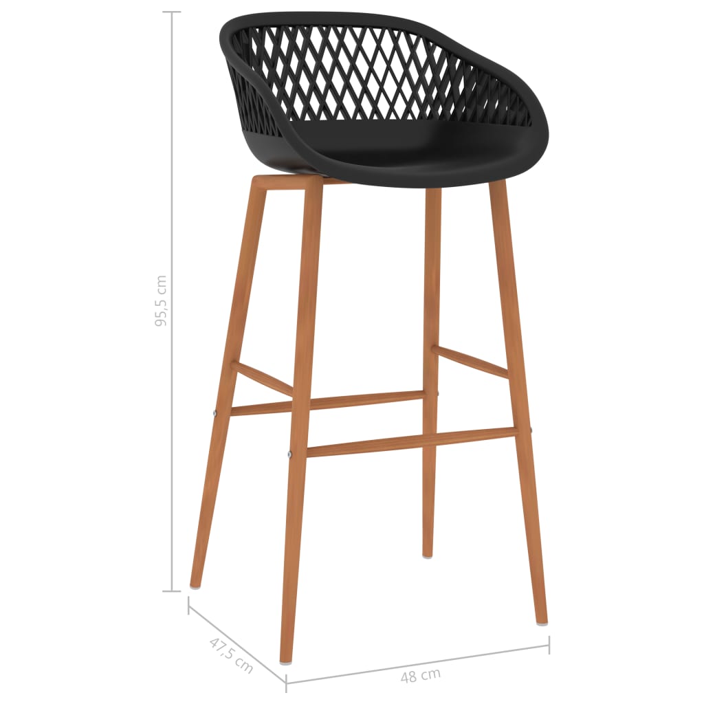 Bar Chair | Set of 2 | Black | PP (Polypropylene) and Metal