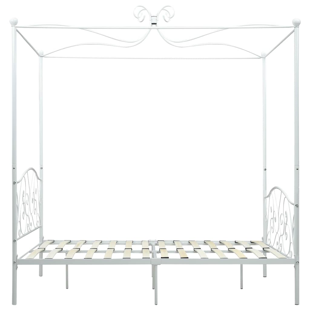Canopy Bed Frame without Mattress White Metal 120x200 cm