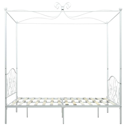 Canopy Bed Frame without Mattress White Metal 120x200 cm