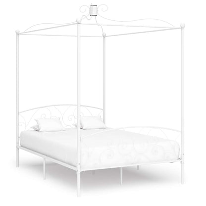 Bed Frame | White | Metal | Double | Decorative Inlays | Bed Frame