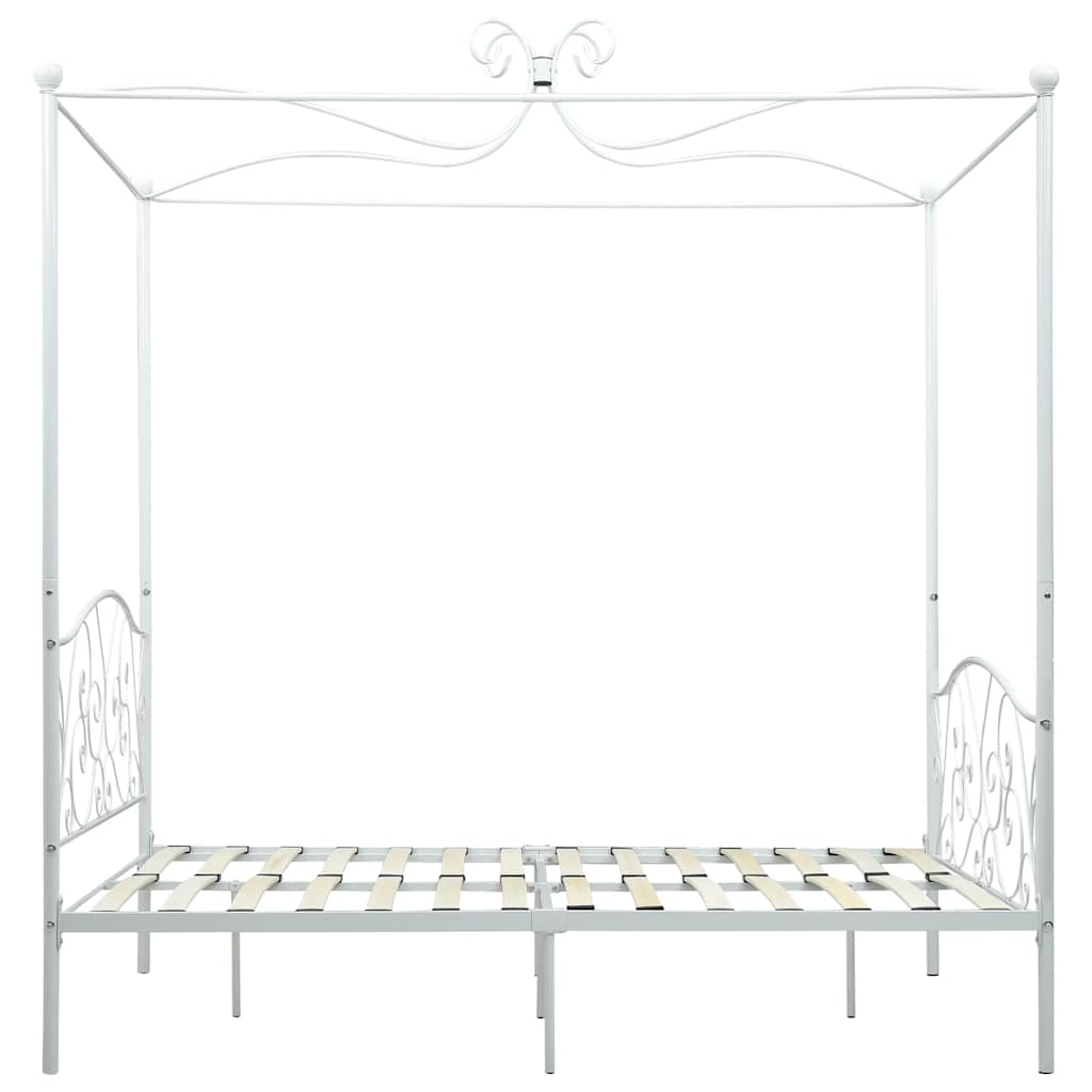 Bed Frame | White | Metal | Double | Decorative Inlays | Bed Frame