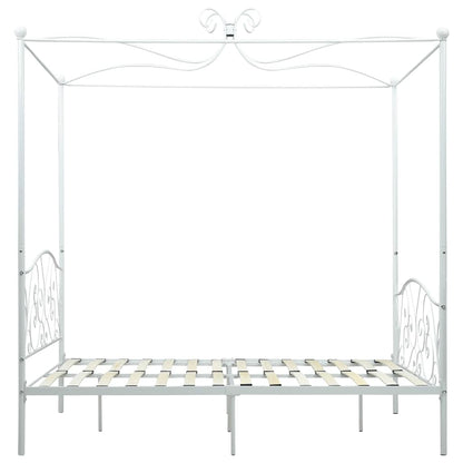 Bed Frame | White | Metal | Double | Decorative Inlays | Bed Frame