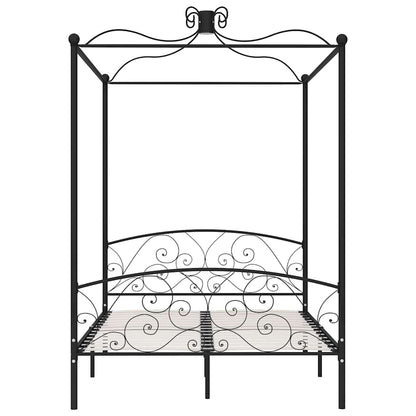 Canopy Bed Frame without Mattress Black Metal 120x200 cm