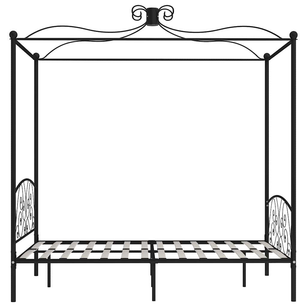 Canopy Bed Frame without Mattress Black Metal 120x200 cm